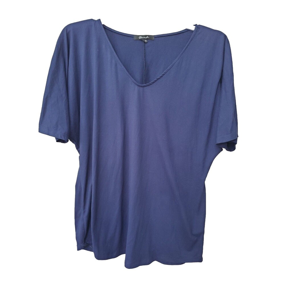 Yana K Blue Rayon Modal/Spandex V-Neck Dolman Sleeve T-Shirt One Size Stretchy